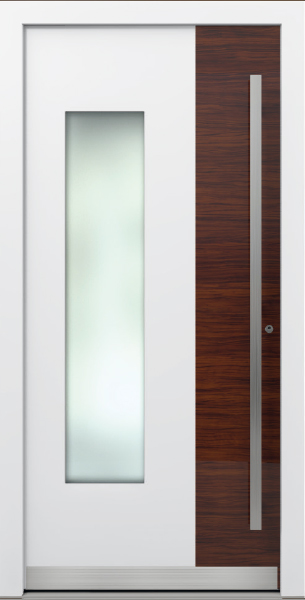 AT 305 White and Wood Decor Aluminum Entrance Door with Glass Insert