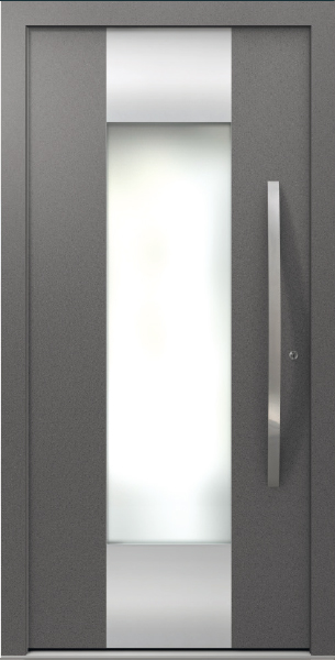 Dark Grey Aluminum Entrance Door AT 310 with Glass Insert